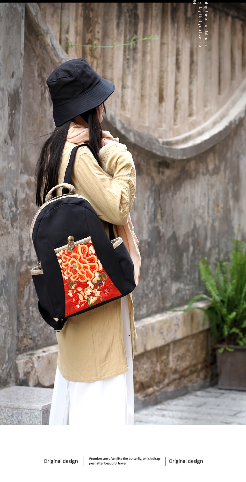 mochila de lona estilo mochila feminina com bordado - Temu Brazil, image size:800x1565