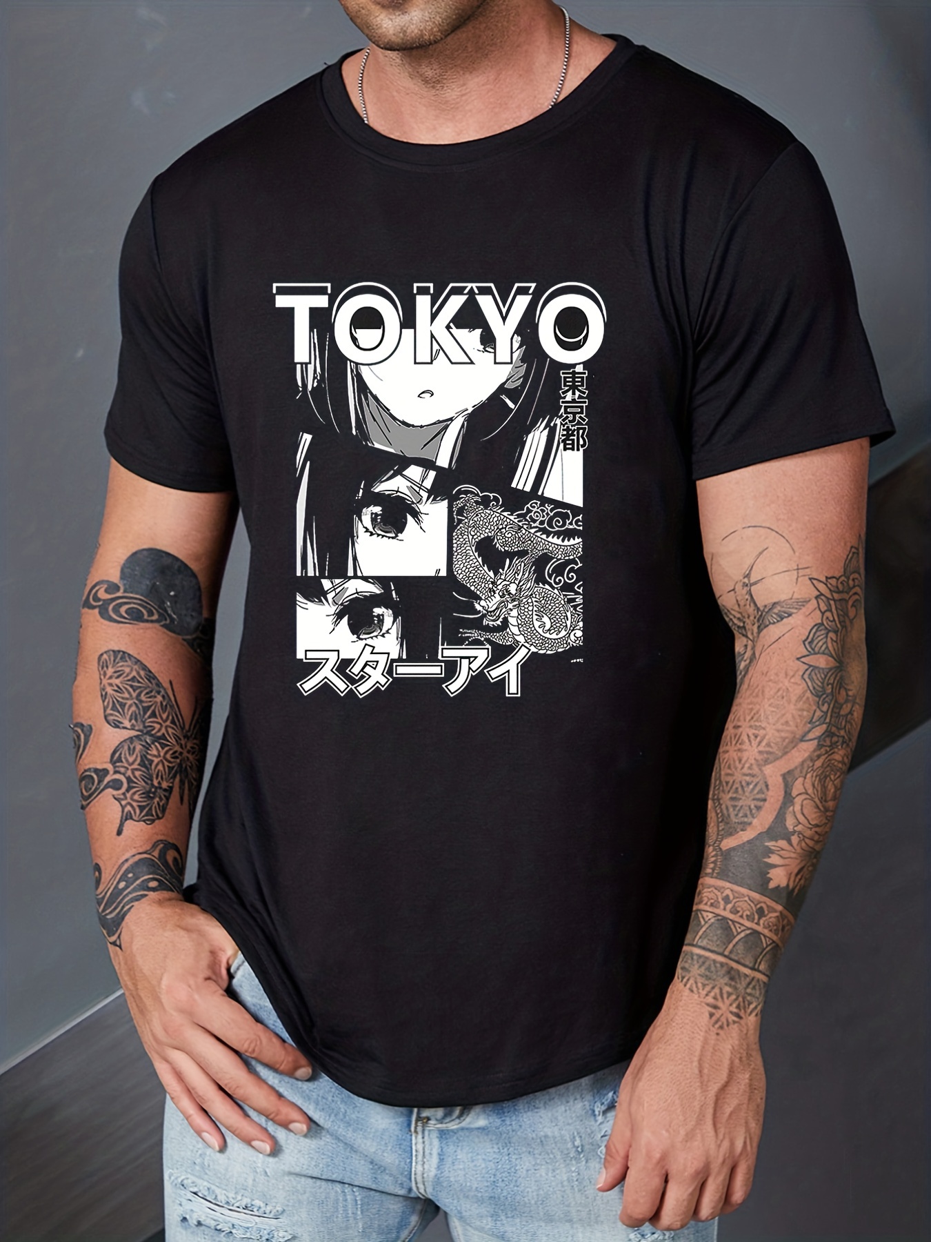 Camiseta de manga corta para hombre, camiseta larga de gran tamaño