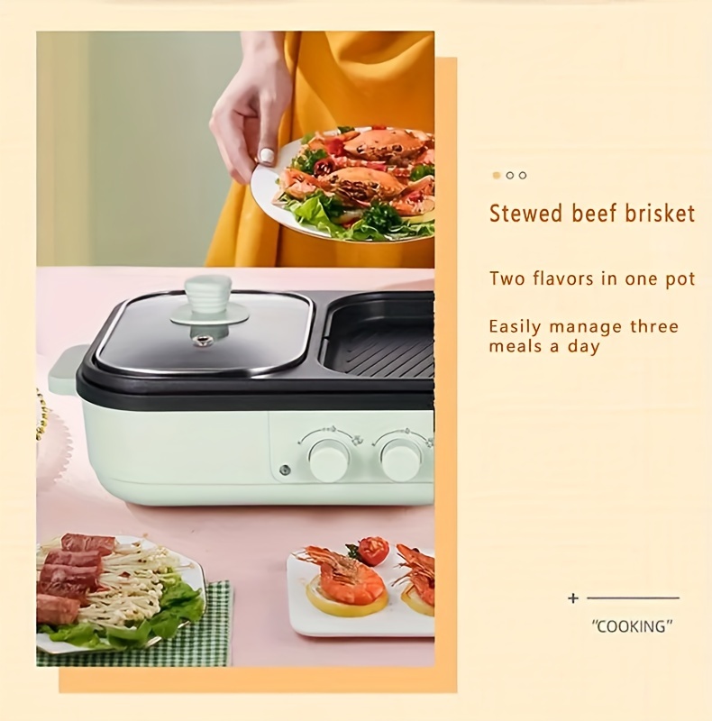 european standard 220v 2 in 1 multi functional electric bbq grill hot pot small electric hot pot for 1 3 people perfect for bbq hot pot and soup details 6