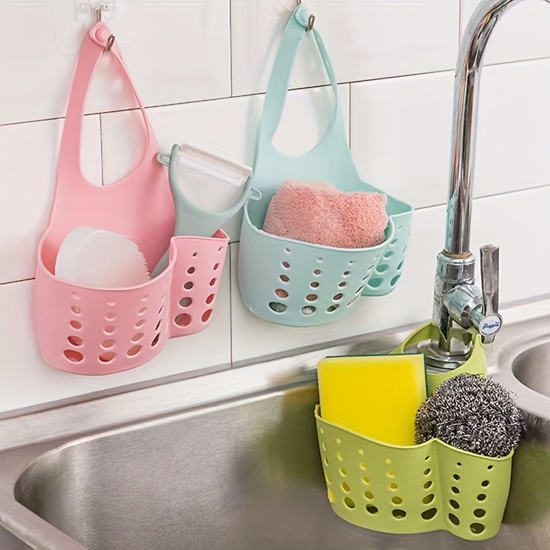 1pc Kitchen Organizer, Adjustable Snap Sink Sponge Holder, Kitchen Hanging  Drain Basket, Kitchen Gadget