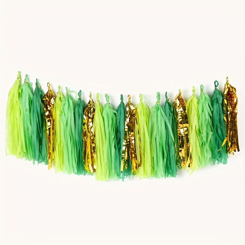 Green Tissue Fringe Garland