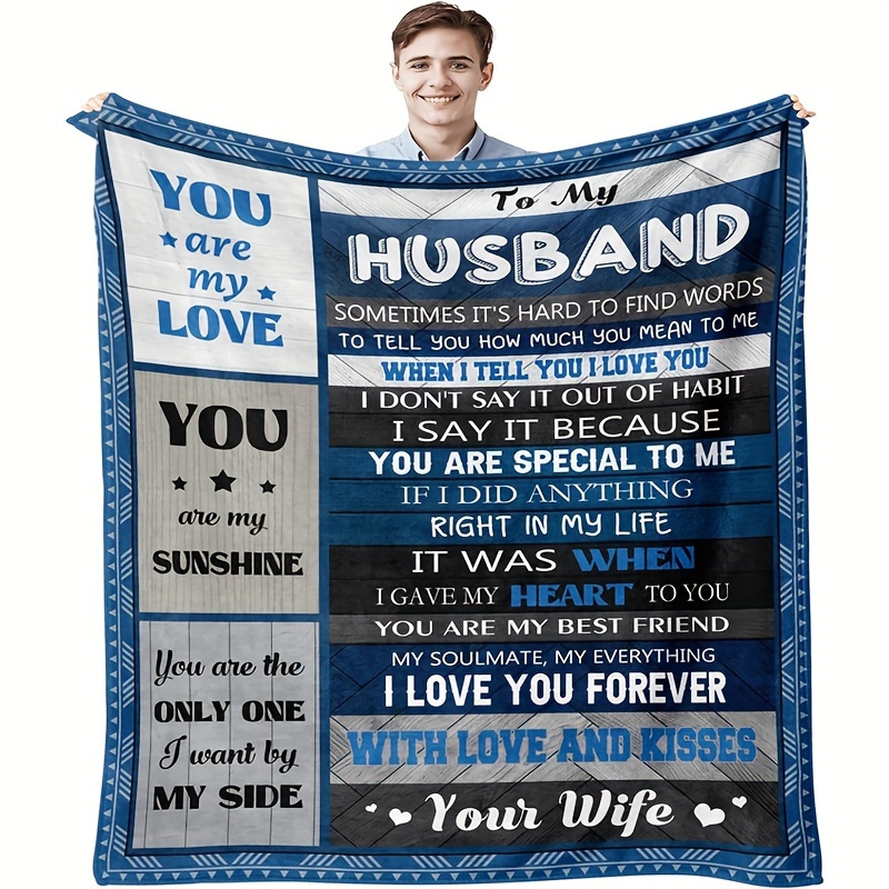 

1pc To My Husband From Wife Gift Blanket, Birthday Gift For Anniversary, Wedding Gift For Husband, Throw Blanket, Warm Cozy Soft Blanket For Couch Bed Sofa Office Camping