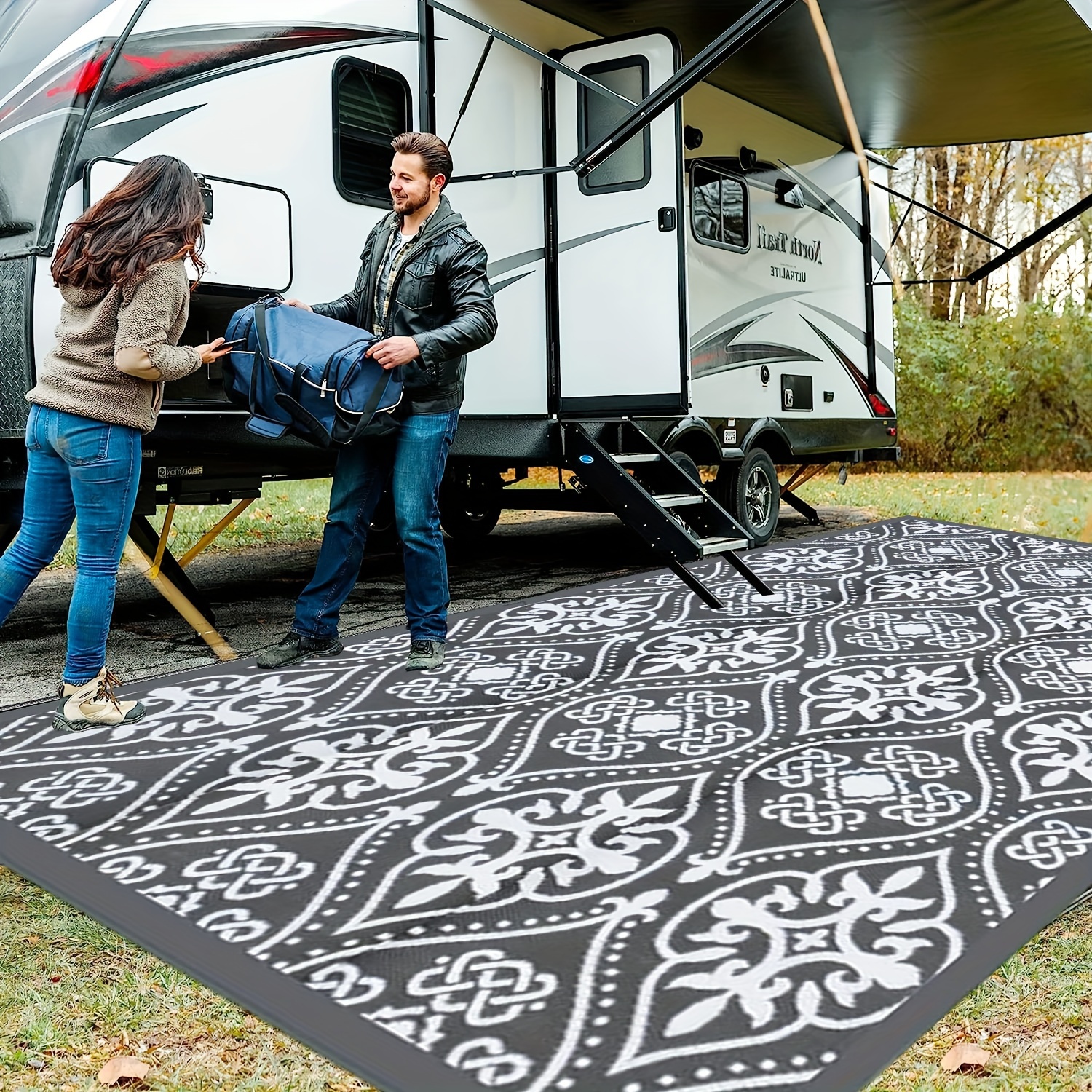 Reversible Mats, Outdoor Patio Rugs, Plastic Straw Rug, Modern Area Rug,  Floor Mat for Outdoors, RV, Patio, Backyard, Deck, Trailer, Camping (5' x  8