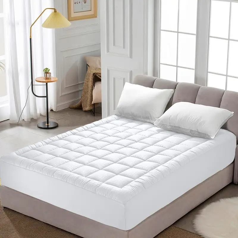 White Mattress Pad Quilted Fitted Mattress Protector Cooling - Temu