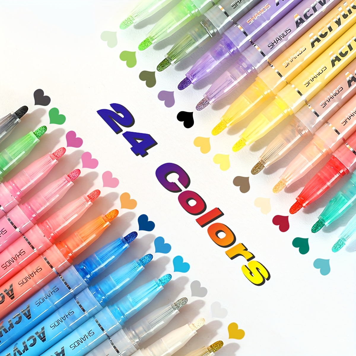 12 24 Colors Acrylic Marker Pen Acrylic Paint Brush Markers Pens For  Christmas Art Rock Painting,card Making,stone - Temu