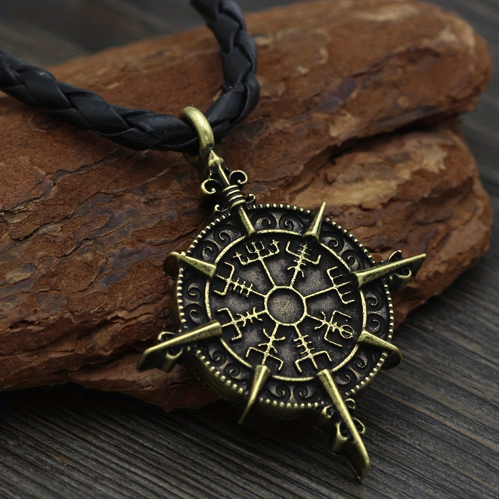 Viking Compass Pendant Necklace for Men
