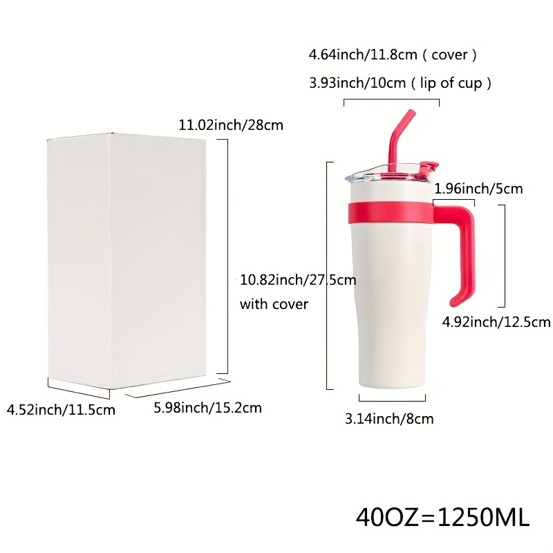 40oz Handle Iced Insulated Tumbler With Straw, 1250ml Large