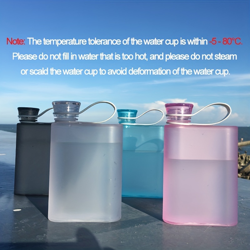 Portable Flat Water Bottle 380ml Plastic Travel Water Bottles