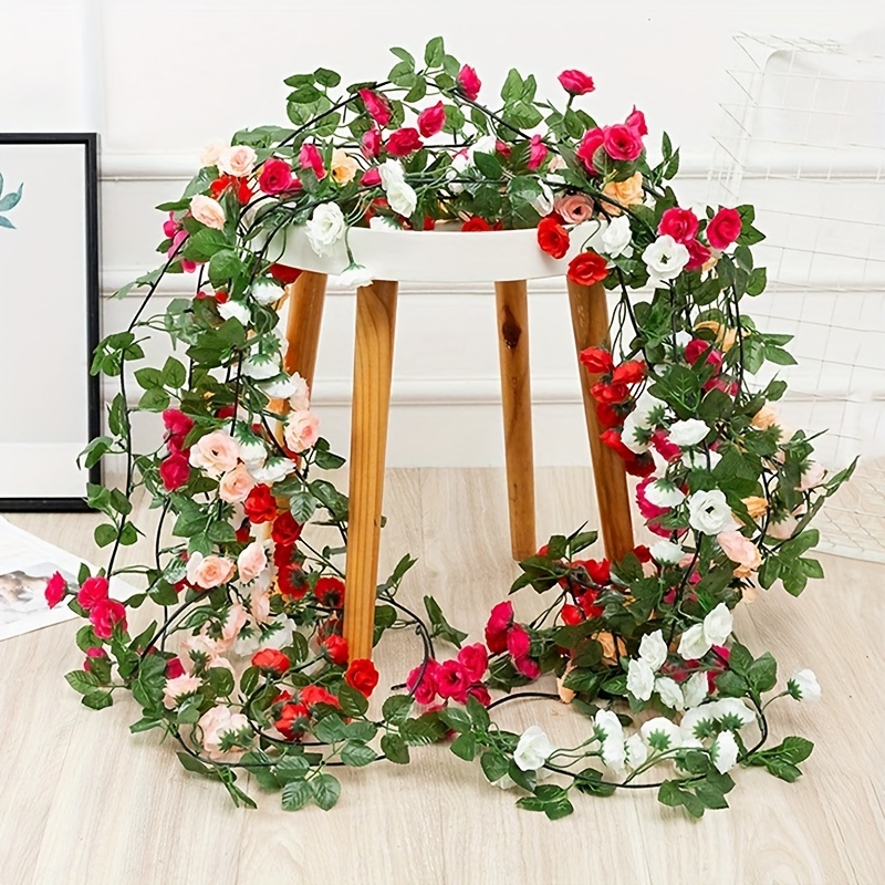 Artificial Flowers Rose Vine, Diy Fake Flower Vine Room Decorative, Ivy  Silk Flower String Home Hanging Garland Party Wedding Arch Decoration, Door  Frame Air Conditioning Water Pipe Decoration, Room Decor, Home Decor 