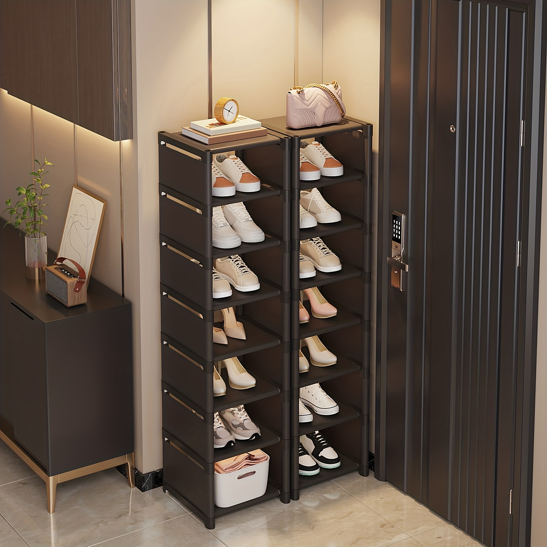 Estante vertical para zapatos, estante para zapatos de 6 niveles, estante  delgado para entrada, esquina, espacios pequeños, clóset, pasillo, gabinete  de almacenamiento para ahorrar espacio, torre de zapatos alto y estable