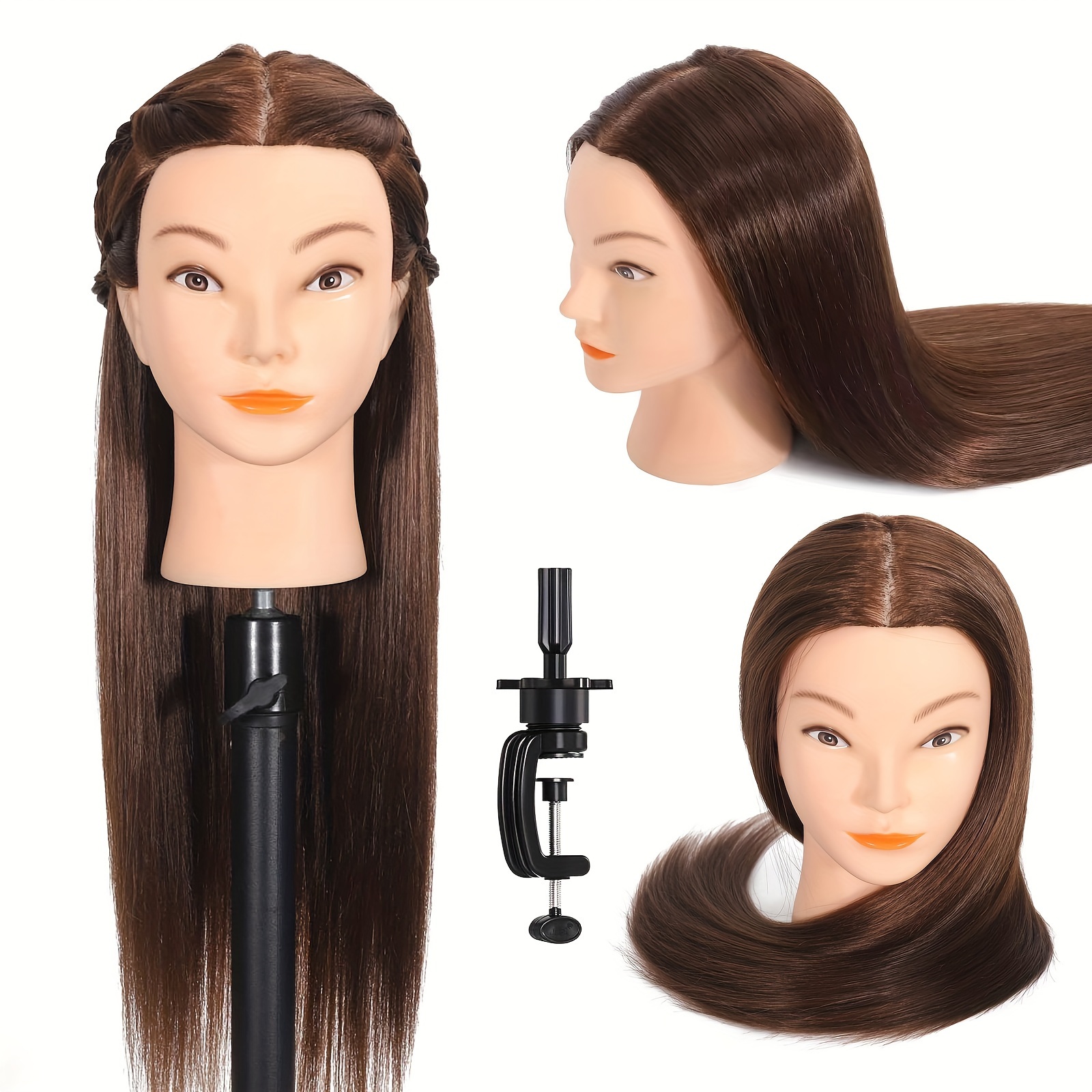 Premium Mannequin Head With Bicolor Hair Cosmetology Mannequin Doll Head  For Practice Braiding Styling Training Head