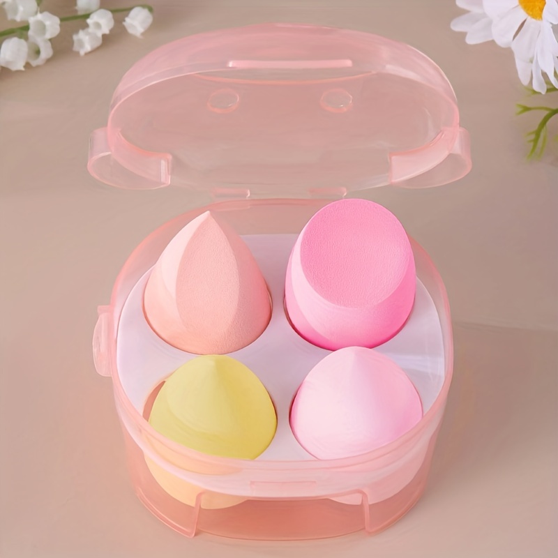 6 Piece Beauty Blender Mixed Color Makeup Sponge Set With Decorative  Reusable Floral Container