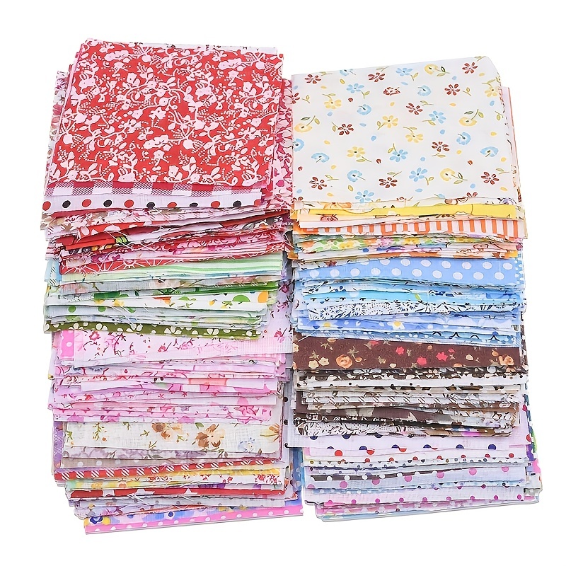50Pcs 4x4 Quilting Cotton Fabric Squares Sheets Pre-Cut Multi-Color Printed  Plaid Craft Fabric for DIY Sewing Quilting Craft Patchwork 