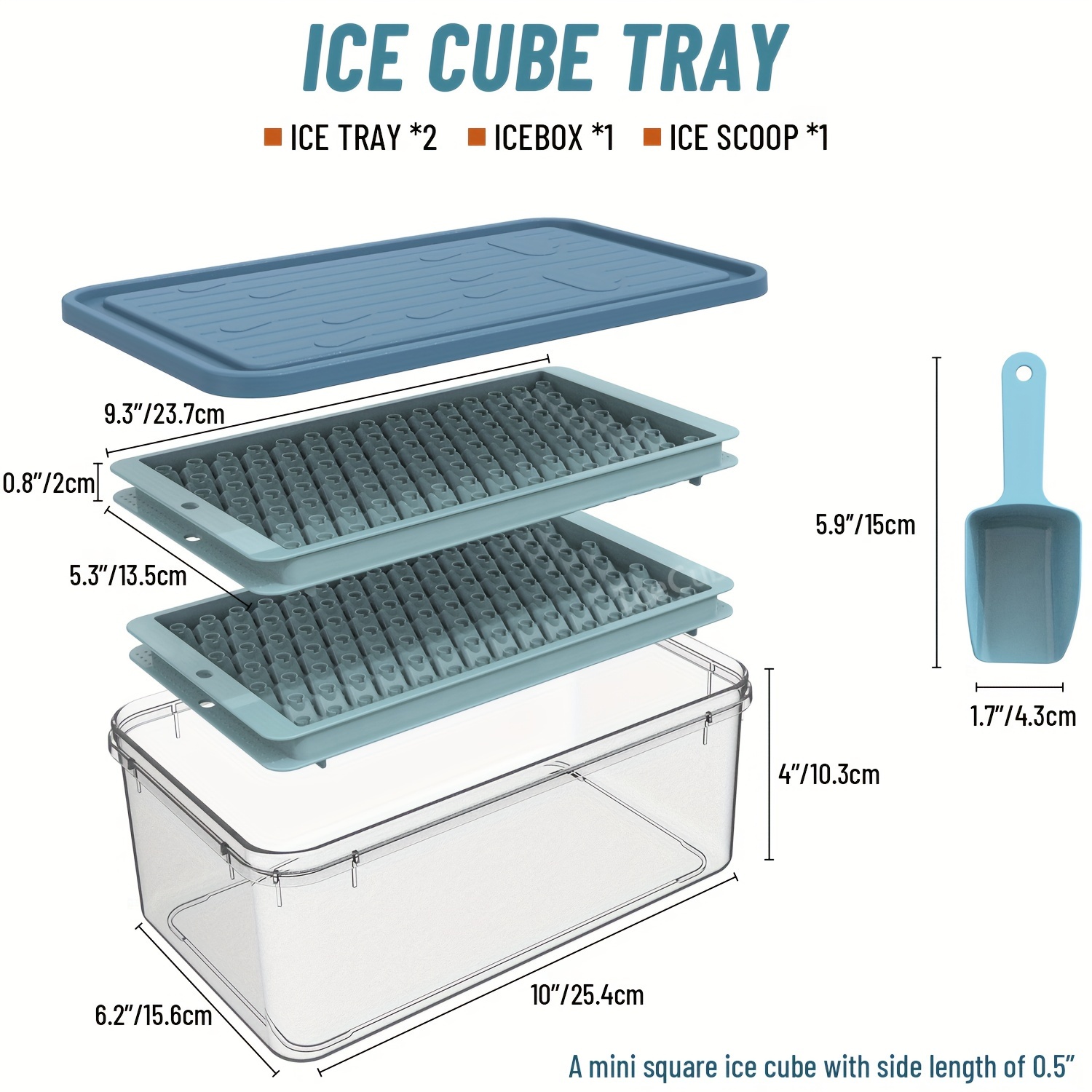 1セット アイスキューブ型 蓋とアイスボックス付き冷凍庫アイストレイ