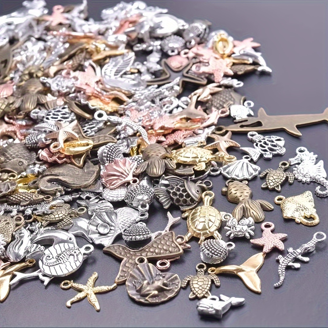 

200/100/50/20g Vintage Zinc Alloy Marine Animal Series Pendants, Mixed Color Ocean Animal Charms For Keychains, Chest Chains, Necklaces, And Earrings Diy Jewelry Accessories
