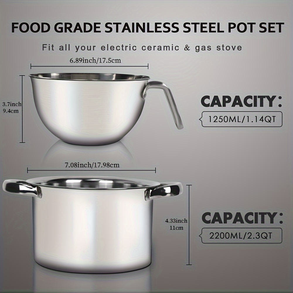 Double Boiler Pot Set Stainless Steel Melting Pot With - Temu