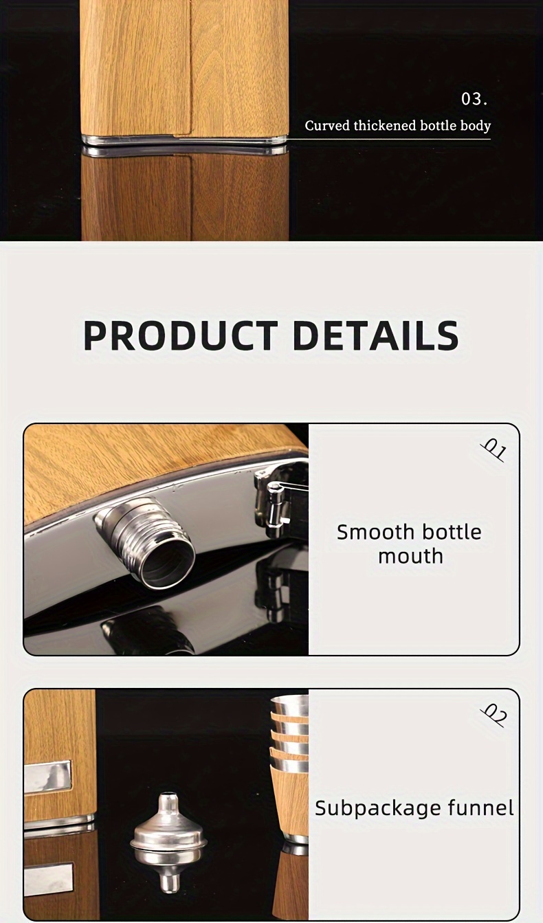 6 pieces of exquisite stainless steel mens mini hip set, including cups, funnels, and metal wine accessories, outdoor use 详情 2