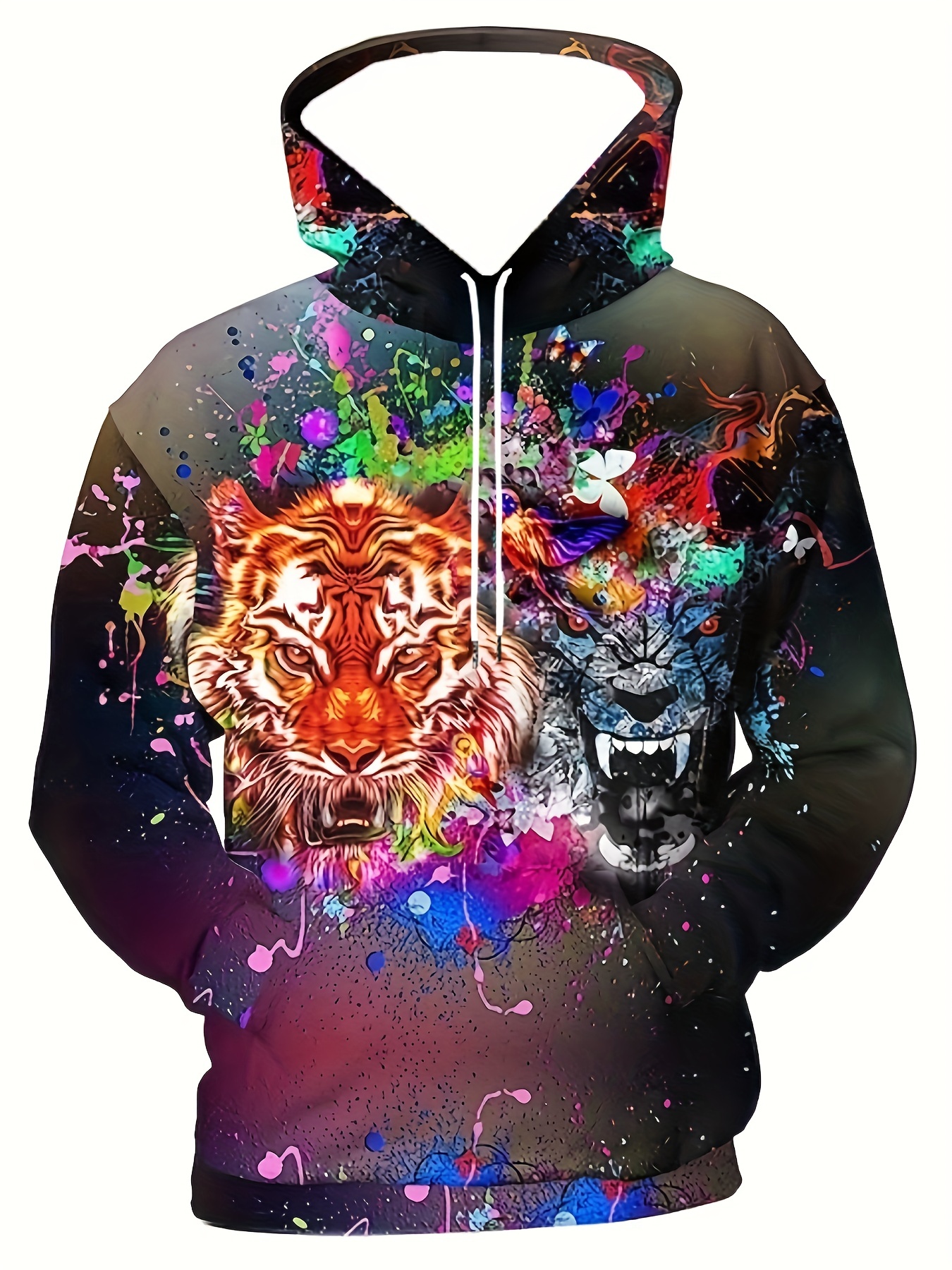 Plus Size 3d Tiger Print Hoodie Cool Hoodies Men Men's - Temu