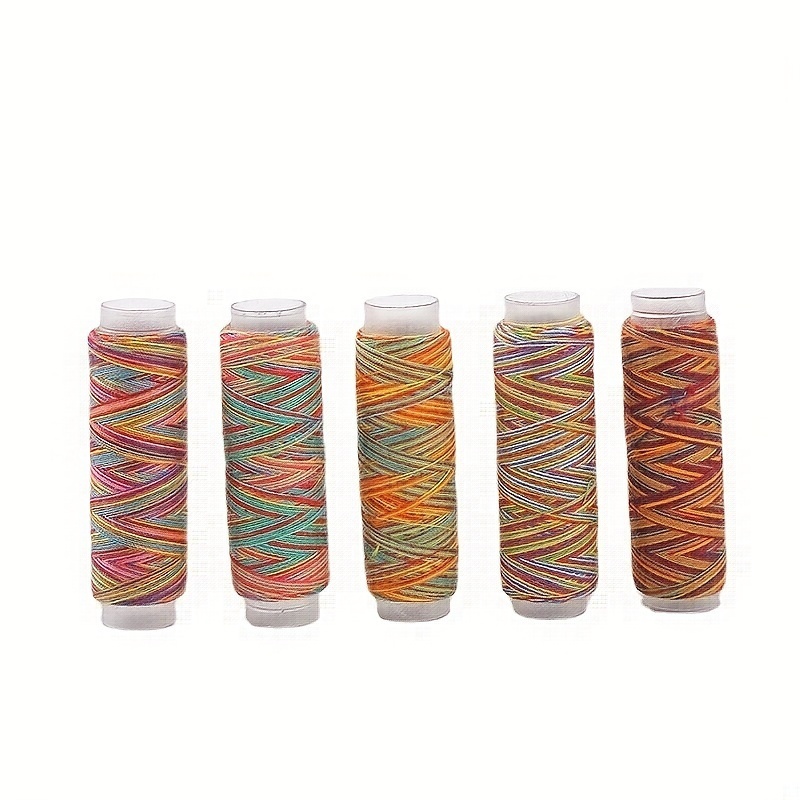 

5pcs Rainbow Sewing Thread Set For Hand Sewing Embroidery Quilting Stitching, Total 410 Yards