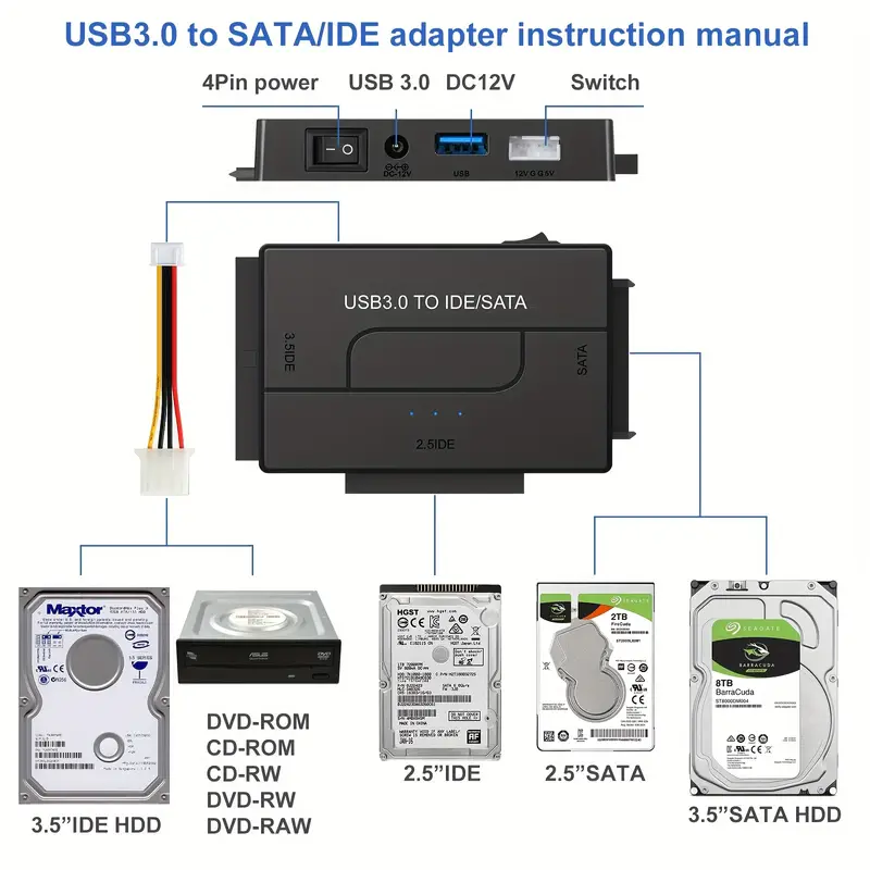 Usb 3.0 To Sata Ide Hard Drive Reader Ultra Recovery - Temu
