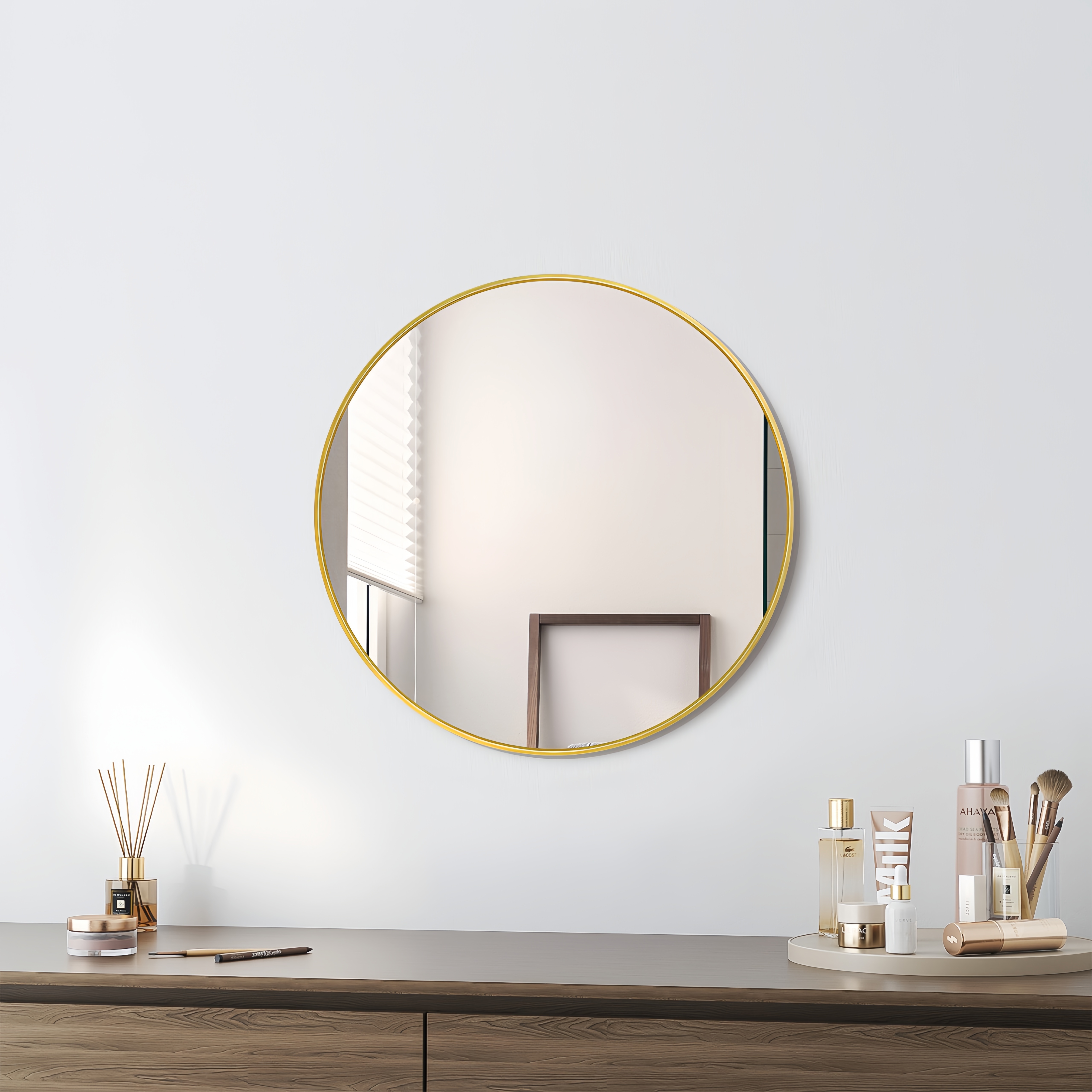 Espejo redondo decorativo de estilo moderno con marco de MDF y