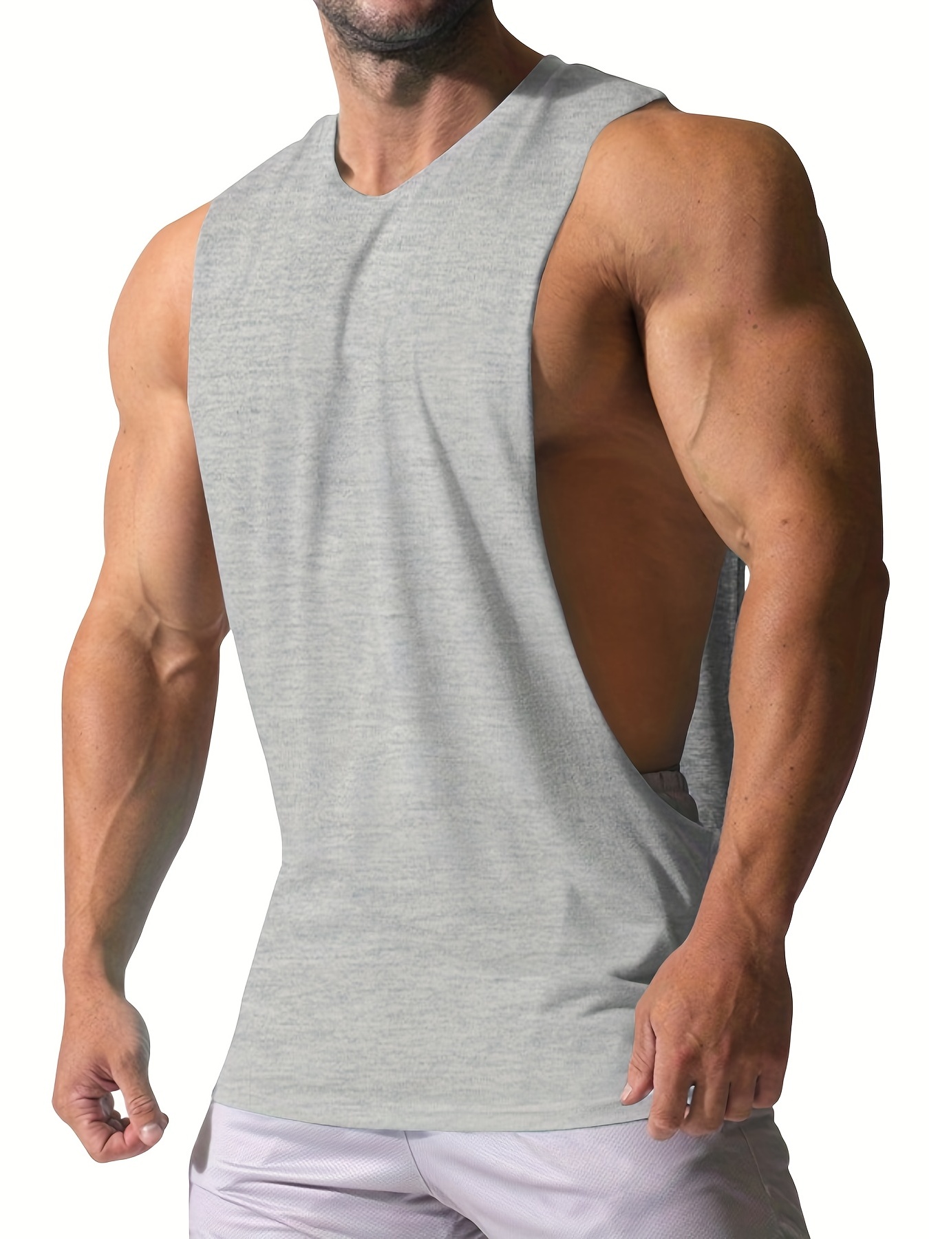 Men's Breathable Crew Neck Fitness Essential Tank Top - White