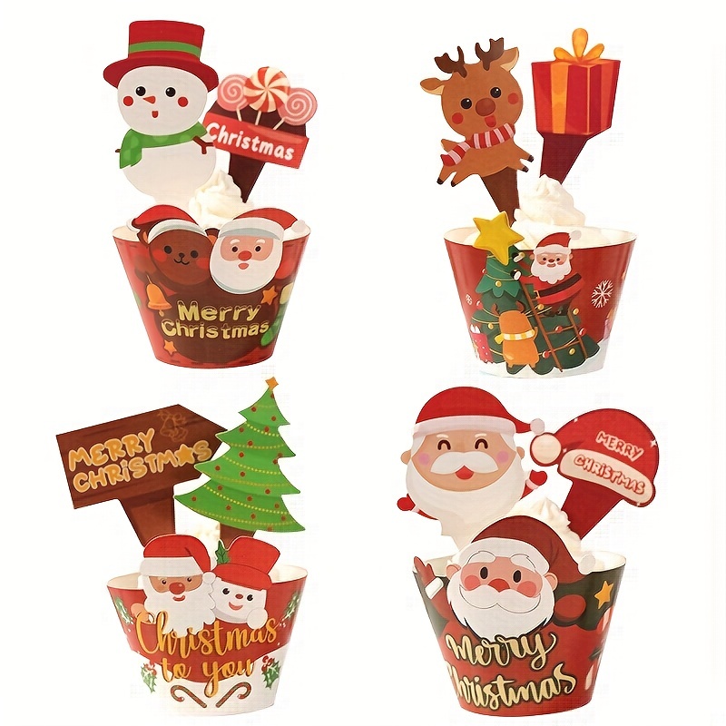 Baking Tool Christmas Snowman Elk Paper Cup, Heat Resistant Muffin Cup,  Dessert Cake Cup Baking Supplies - Temu