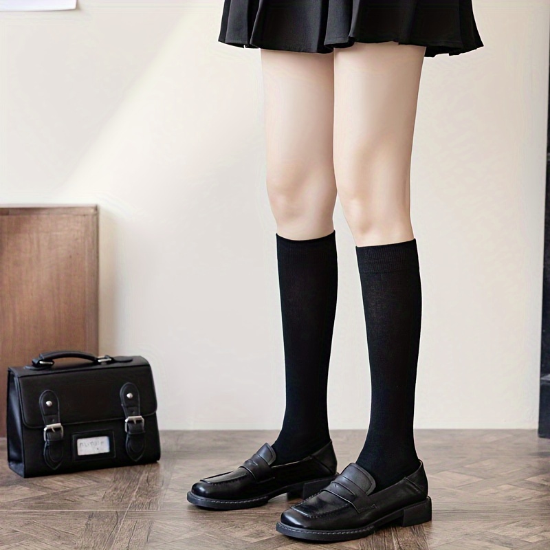 Girl's Solid Candy Color Knee High Socks Preppy Dress - Temu