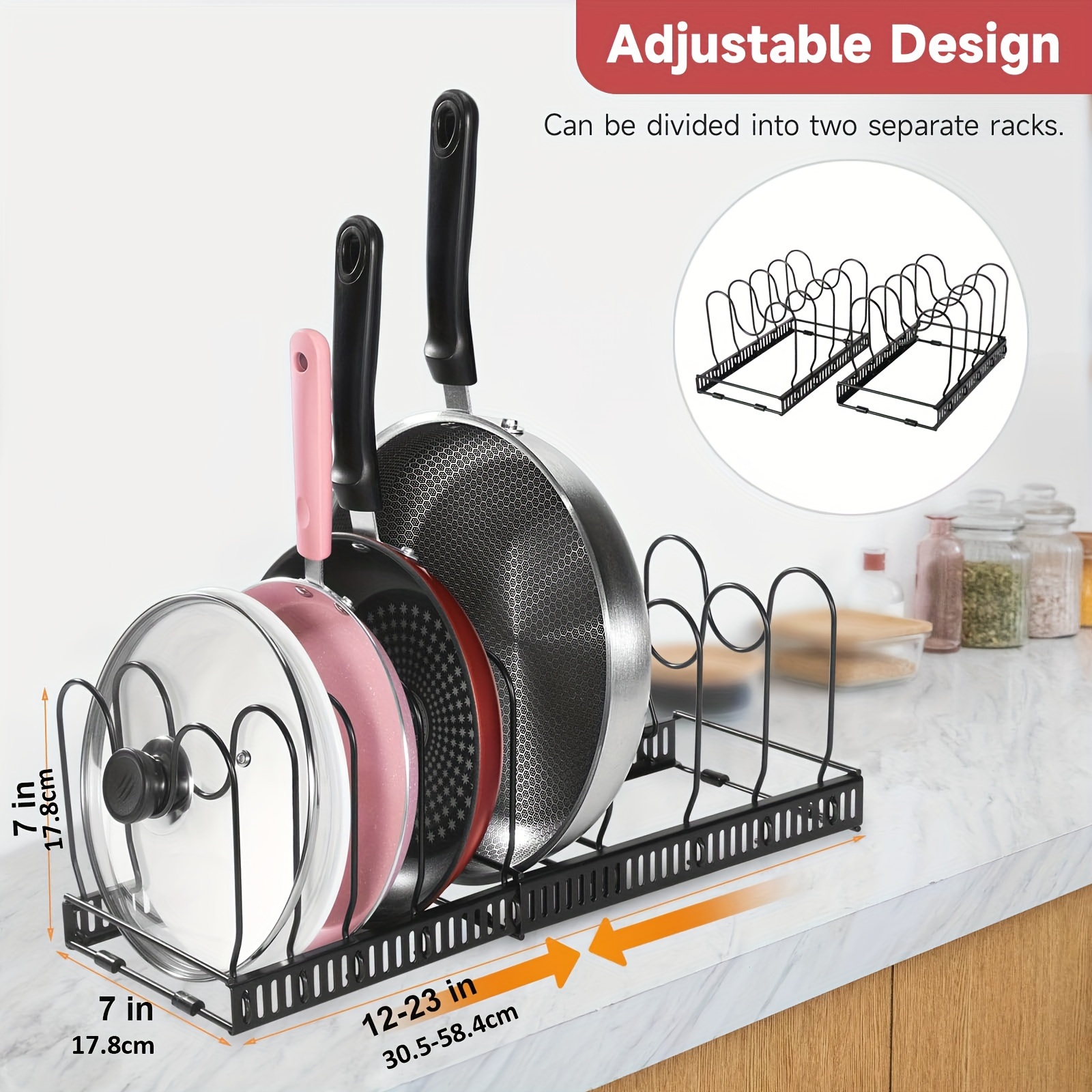 1pc Expandable Kitchen Rack with Iron Cutting Board Holder and