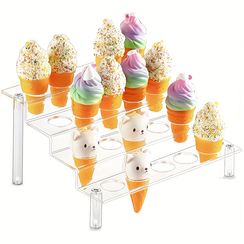 Black Iron Ice Cream Cone Holder Stand with Base 2 Holes to Display Snow  Cones Sushi Hand Rolls Popcorn Candy French Fries Sweets Savory