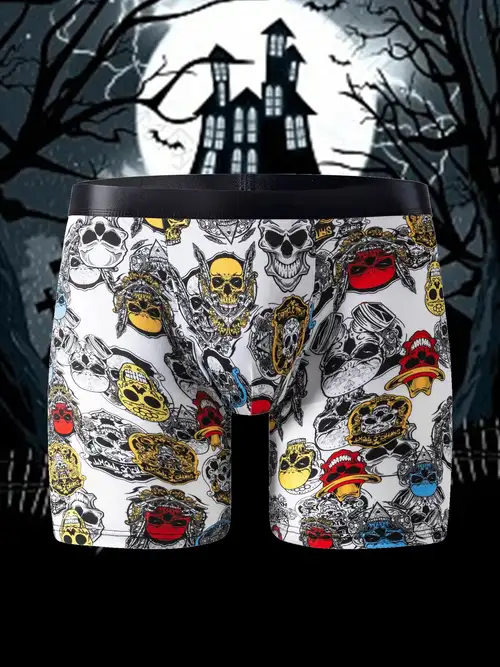 Plus Size Men's Halloween Ghost Pattern Long Boxers - Temu