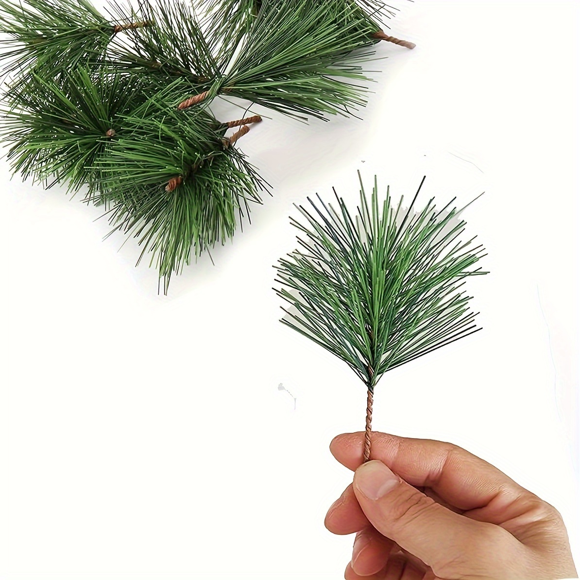 20 PCS Artificial Pine Branches Green Pine Needles Small Pine Twigs Stems  Picks for Christmas Flower Arrangements Wreaths Holiday Decor