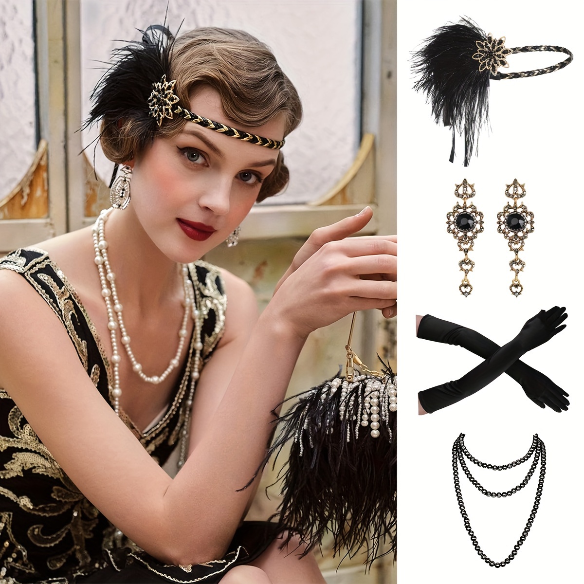 Ensemble D'accessoires De Costume Gatsby Des Années 1920 - Temu France
