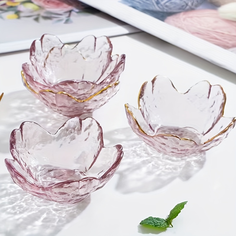 1pc Flower Design Sauce Dish, Creative Flower Shaped Glass Dipping Sauce Cup  For Dinner Table