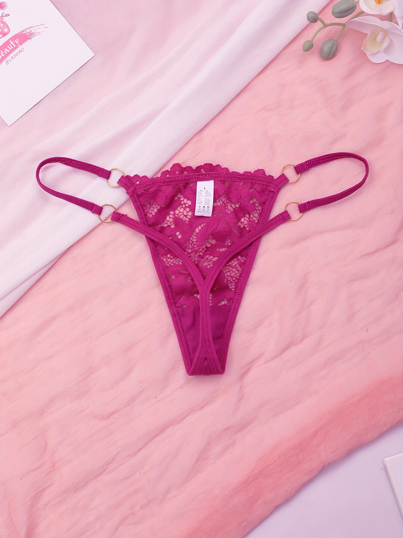 Victoria's Secret PINK Logo Elastic Lace Thong Panty Burgundy Small NWT