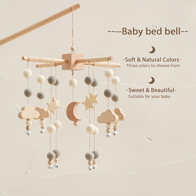 Berceau Mobile Wind Chime Rattle Toy, Boule de feutre et bambou