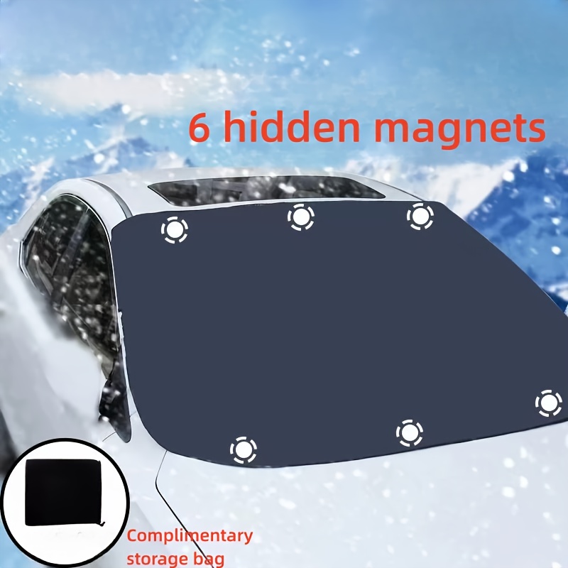 

Pare-neige magnétique pour voiture, demi-housse pour pare-brise, tissu enduit argenté magnétique, pare-soleil