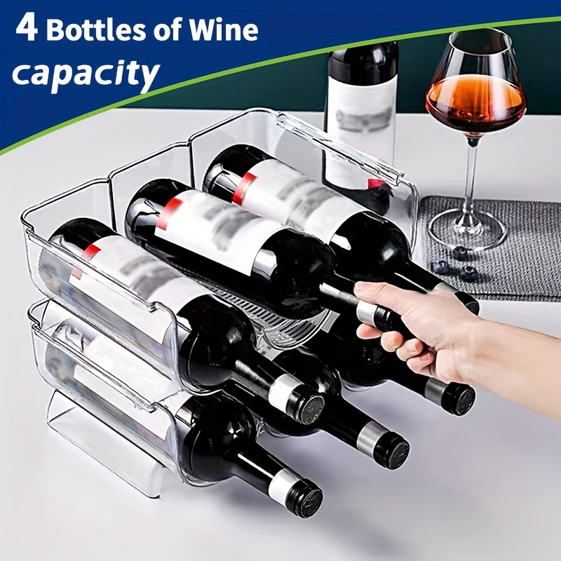 Refrigerator Water Bottle Holder Stackable Plastic Storage Organizer  Kitchen Clear Wine Rack - China Wine Rack, Wine Storage