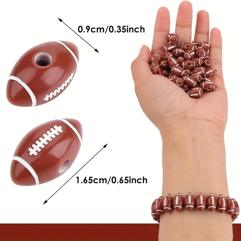 100pcs Acrylic Football Beads Football Beads for Necklace Bracelet DIY  Sports Beads