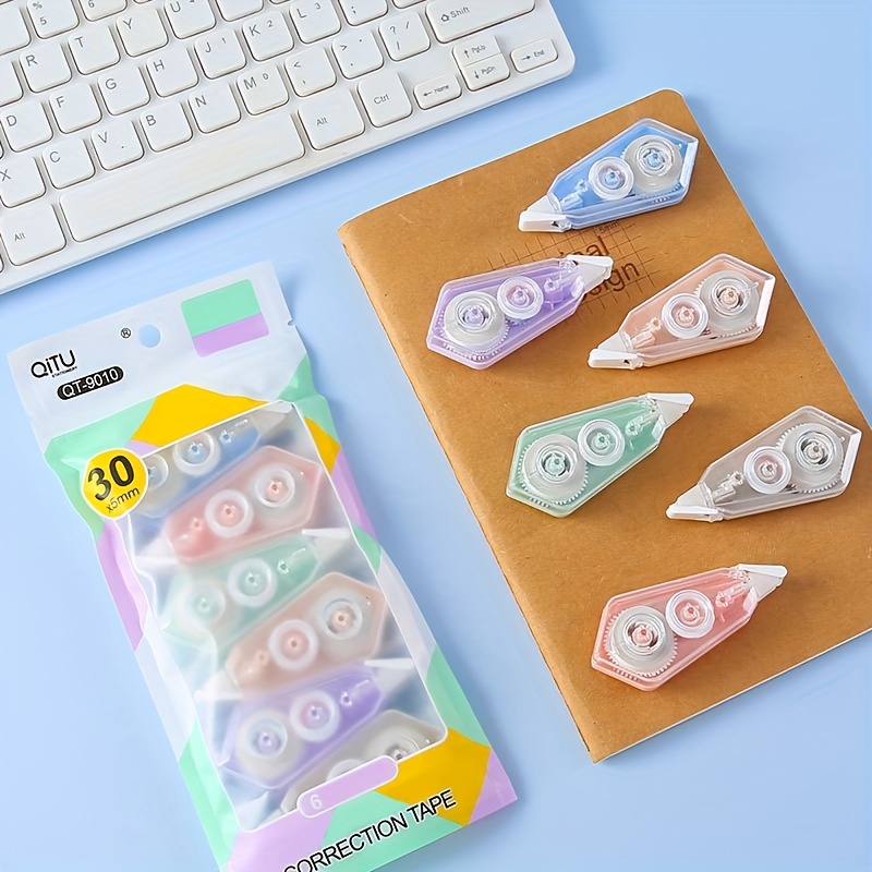 6 Pcs Cute Correction Tape Mini Minimalist Easy Use Instant Correction  Applicator Student Office Back School Supplies, 90 Days Buyer Protection