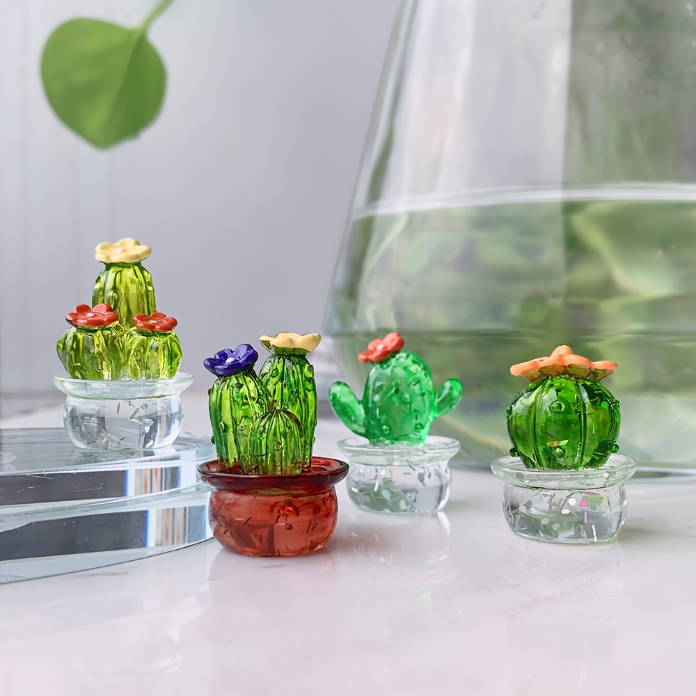 Mini Cactus Simulation fleur en pot, accessoires de tableau de bord de  voiture, plantes succulentes, ornements miniatures, décoration d'intérieur  Auto