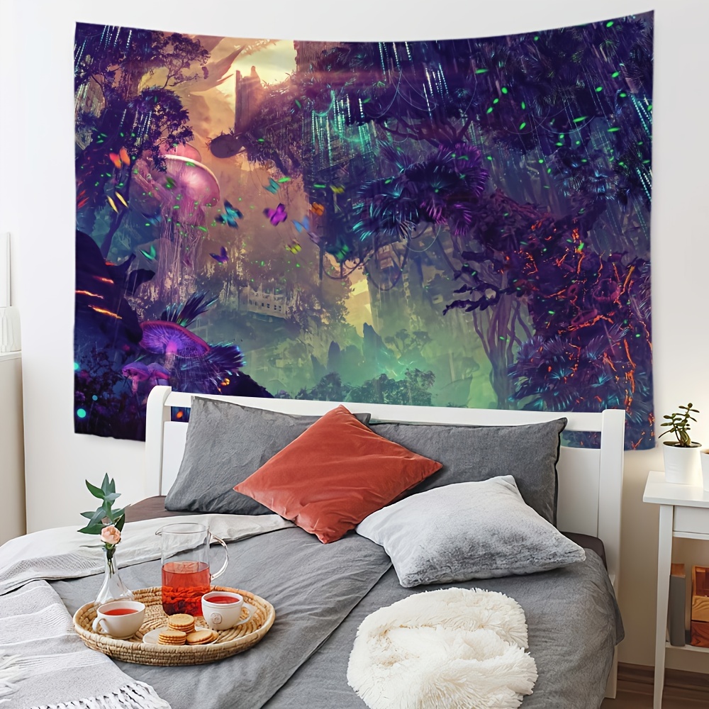 Tapiz De Poliéster Con Escena De Bosque, Fondo Para Colgar En La Pared,  Dormitorio, Sala De Estar, Dormitorio, Tapiz Decorativo, Arte De Pared, 1  Ud. - Temu