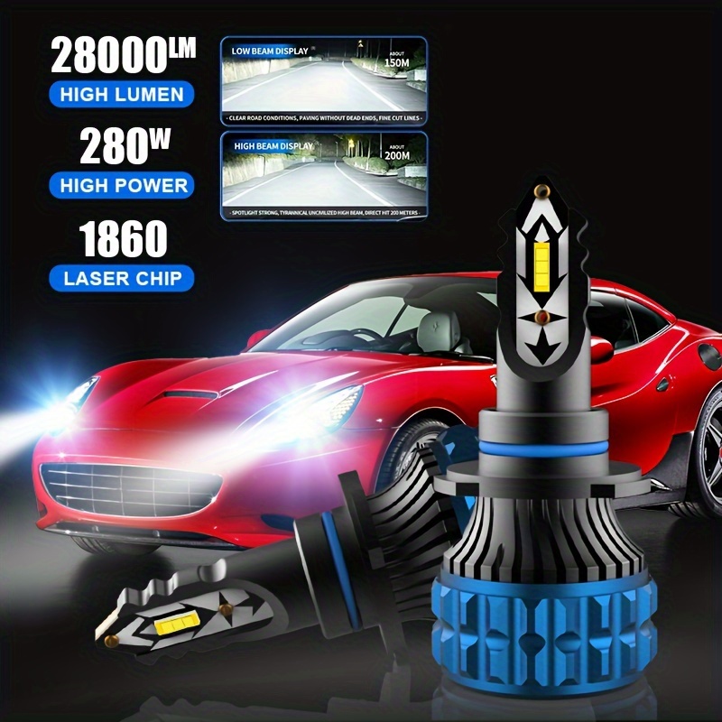 2x 100w H4 H7 Super Bright 20smd Led Car Daytime Running Driving Fog Light  Lamp 6000k Auto Driving Headlight High Low Beam Bulbs