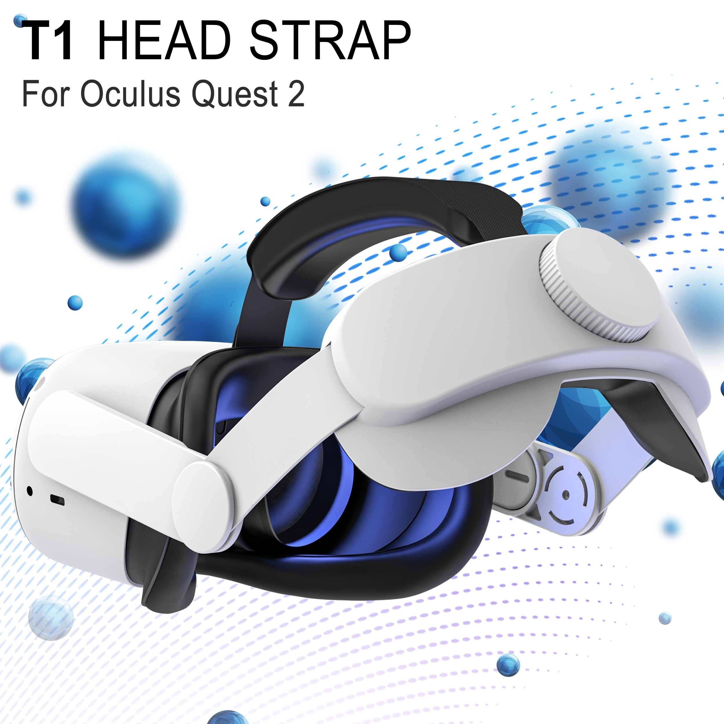 Oculus Quest 2と互換性のあるヘッドストラップ、軽量で調整可能なアクセサリー、VRヘッドセットのサポートと快適性の強化(ホワイト)