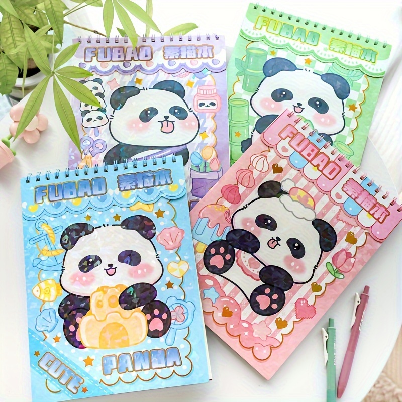 Panda A4 Sketchbook Cartoon Coil Blank Drawing Book Visually - Temu