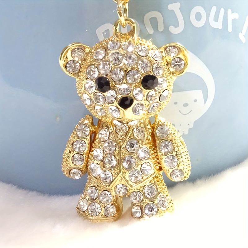 Bling Teddy Bear Keychain ，cute teddy bear Key chains Car  Accessories，Rhinestones Keychains for Women Girls，Sparkly bling Keychain  Tassel Rope Lanyards (red) at  Women's Clothing store