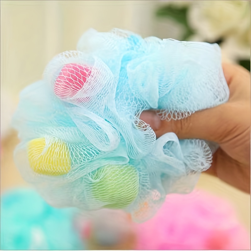 2pcs bath shower loofah sponge bath mesh pouf shower ball body scrubber exfoliating bath sponge for women and men bathroom accessories