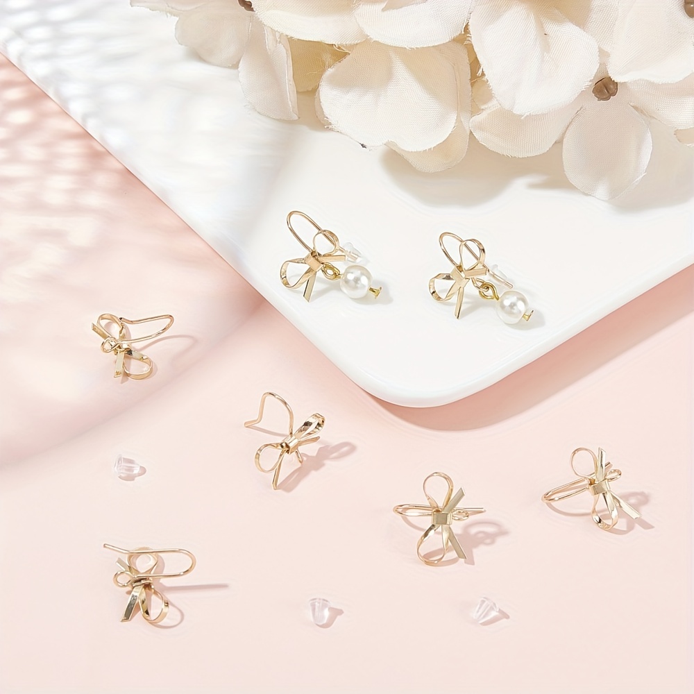 Bowknot Design Stud Earrings Brass Stud Earring Findings - Temu