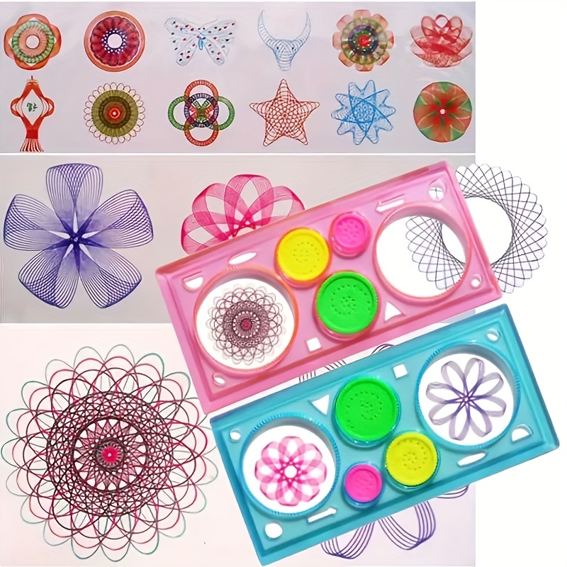 12/22pcs Spirograph Drawing Toys Ruler Set Interlocking Gears & Wheels  Drawing Accessories Creative Educational Rulers For Children