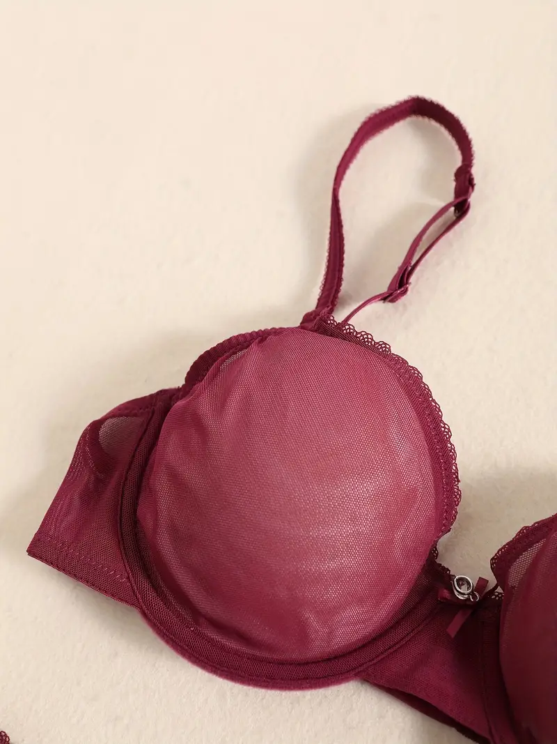 Women's Bra Set, Ladies Sexy Lace Push Up Bra & Panties Briefs Underwear  Lingerie,Rose Red,85B